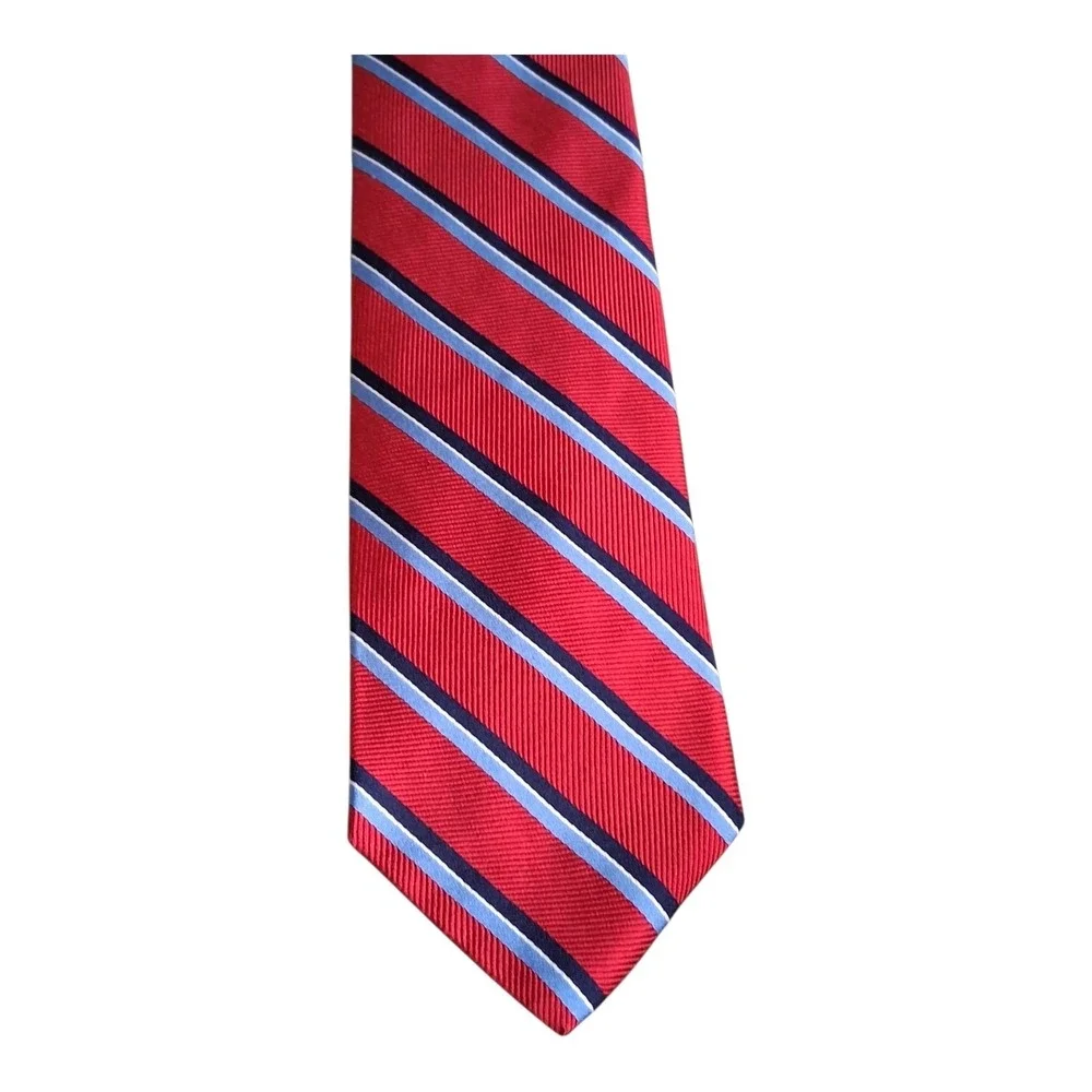Vtg Brooks Brothers Men's XL Repp Preppy Stripe Red Silk Tie Made USA 90's Y2K